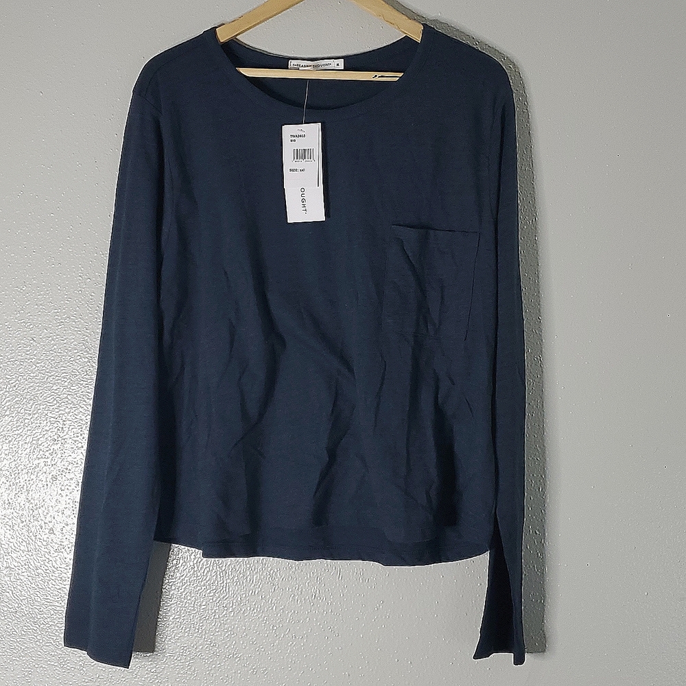 Threads 4 Thought Blue Long Sleeve Pocket Tee Size XXL